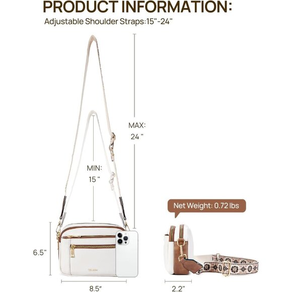 Telena Women Beige With Brown Leather Shoulder Handbags With Adjustable Strap - Picture 3 of 7